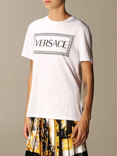 vintage black designer shirt versace with white lettering|Versace long sleeve t shirt.